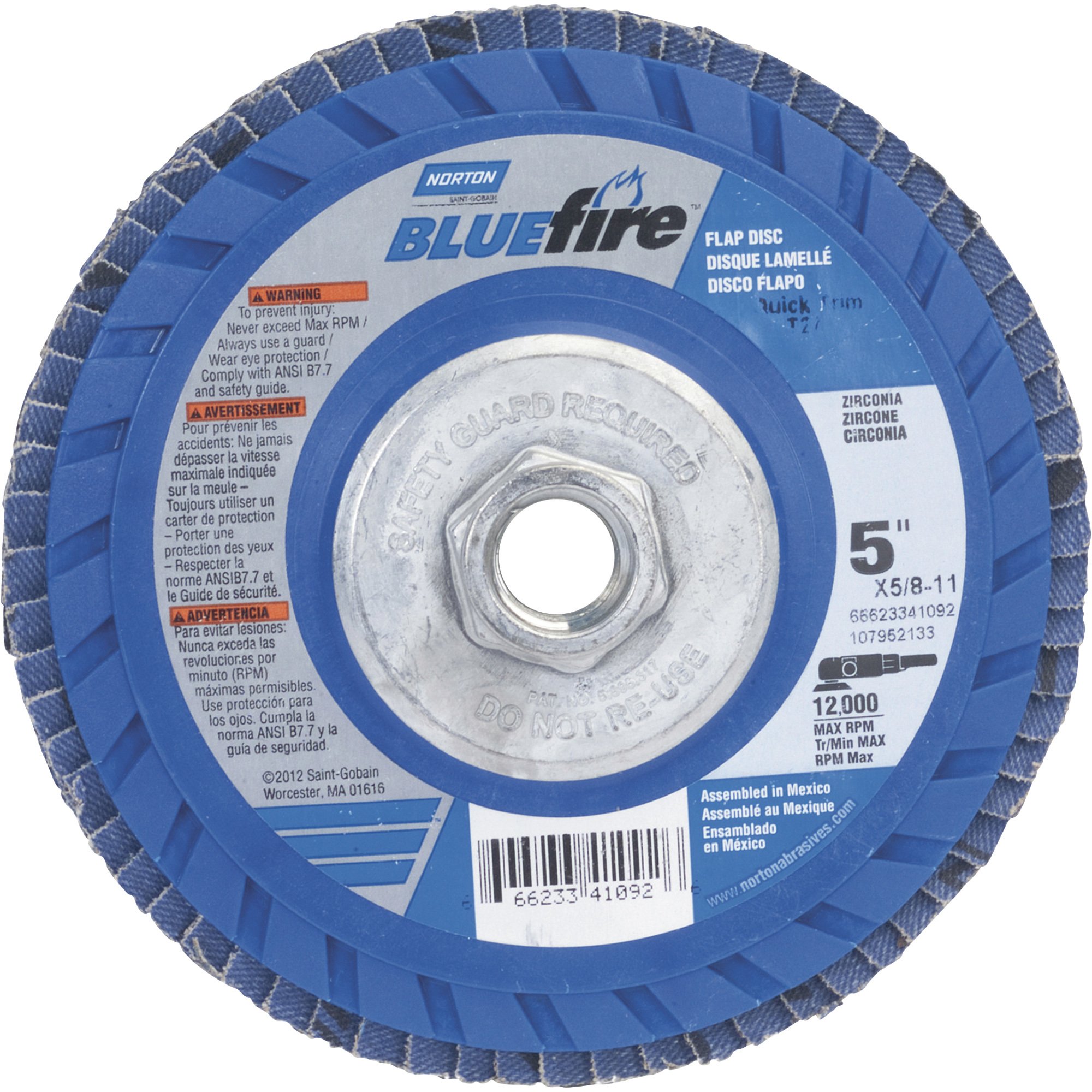 Norton Bluefire Type 27 Flap Disc — 2Pk., 7in. x 5/8in.11, Zirconia